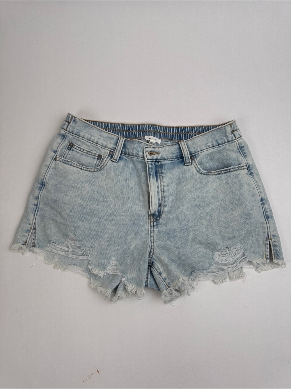 Aerie Light Wash Distressed Denim Shorts